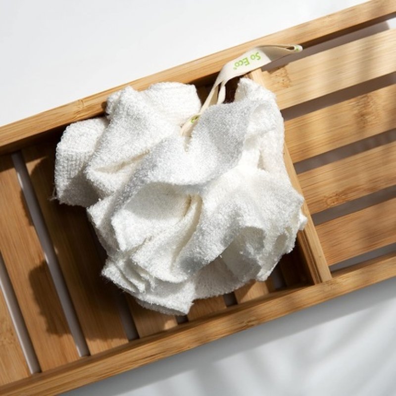 So Eco Bamboo Bath & Shower Pouf White One Size