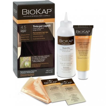 BIOKAP Nutricolor Hair Color 4.5 Mahogany 140ml - Ammonia-Free Natural Color for Soft and Shiny Hair