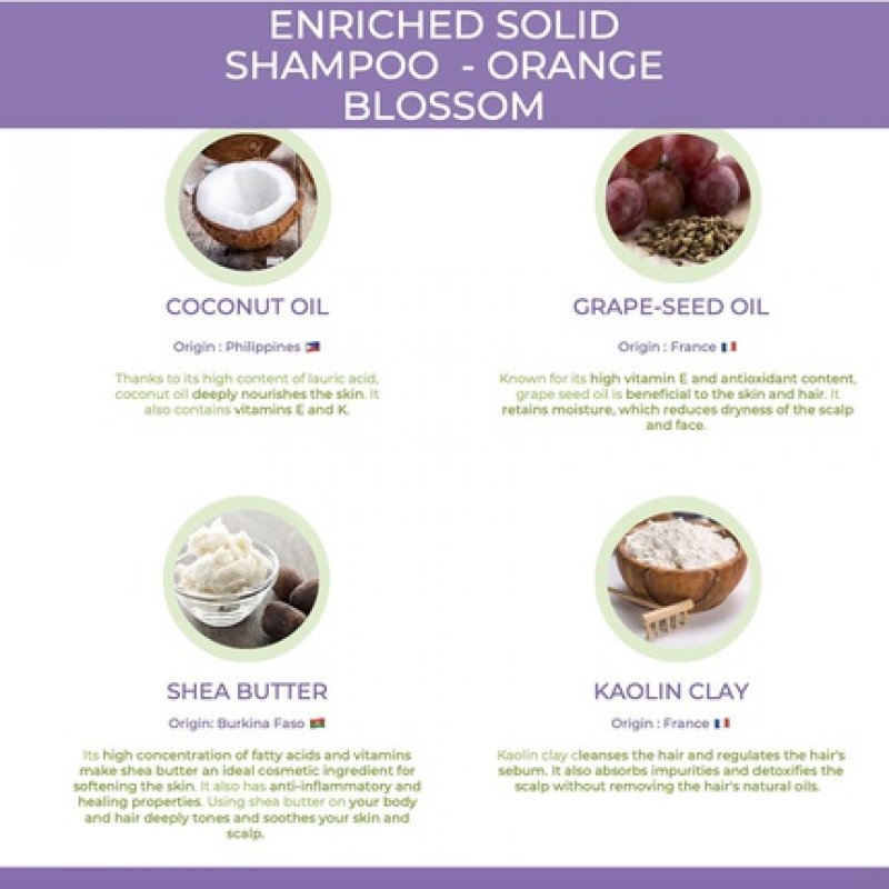 Balade en Provence Organic Solid Shampoo Bar for Normal Hair Orange Blossom Scent 40g