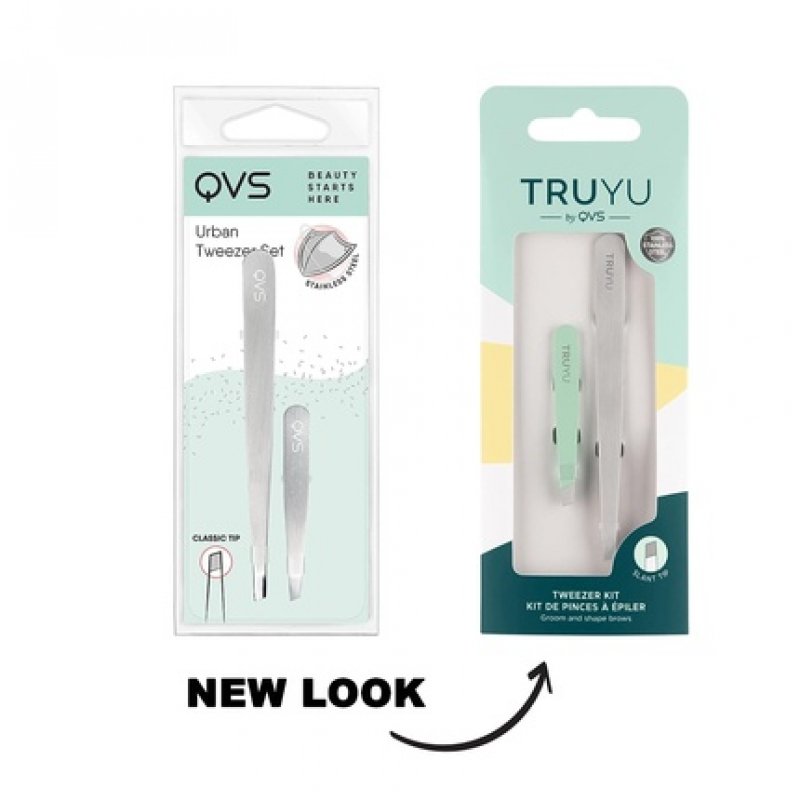 Truyu Tweezer Kit Set of 2 Full Size Slant Tweezer and Mini Slant Tweezer - Facial Hair Removal for Women and Eyebrow