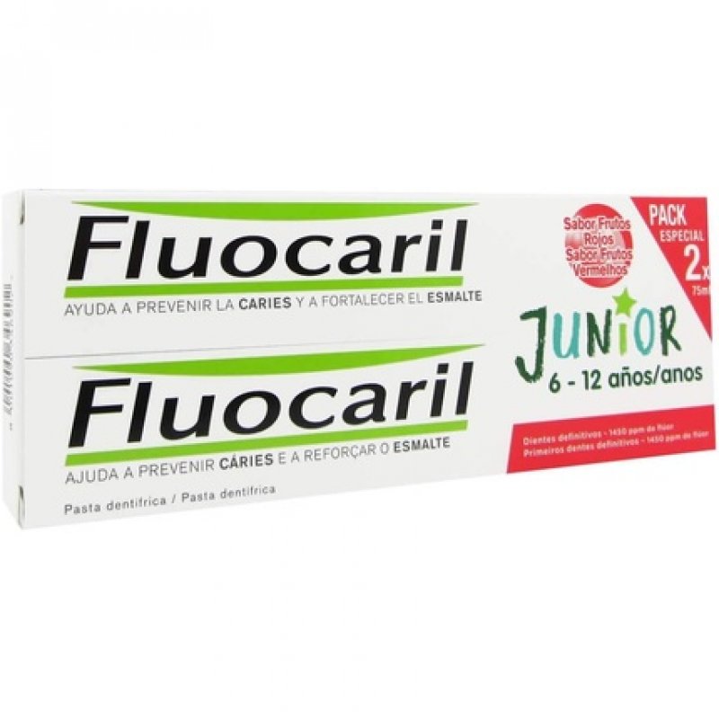 Fluocaril Junior Toothpaste 6-12 Years-Old 75ml Red Berries Fruit - Pack of 2