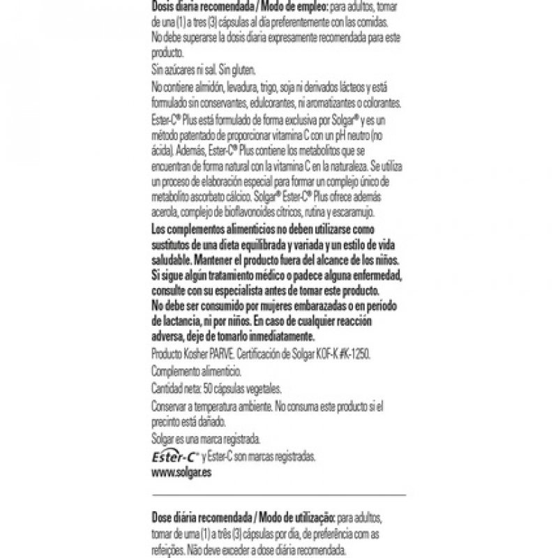 Solgar Ester C Plus 50 Capsules 500mg