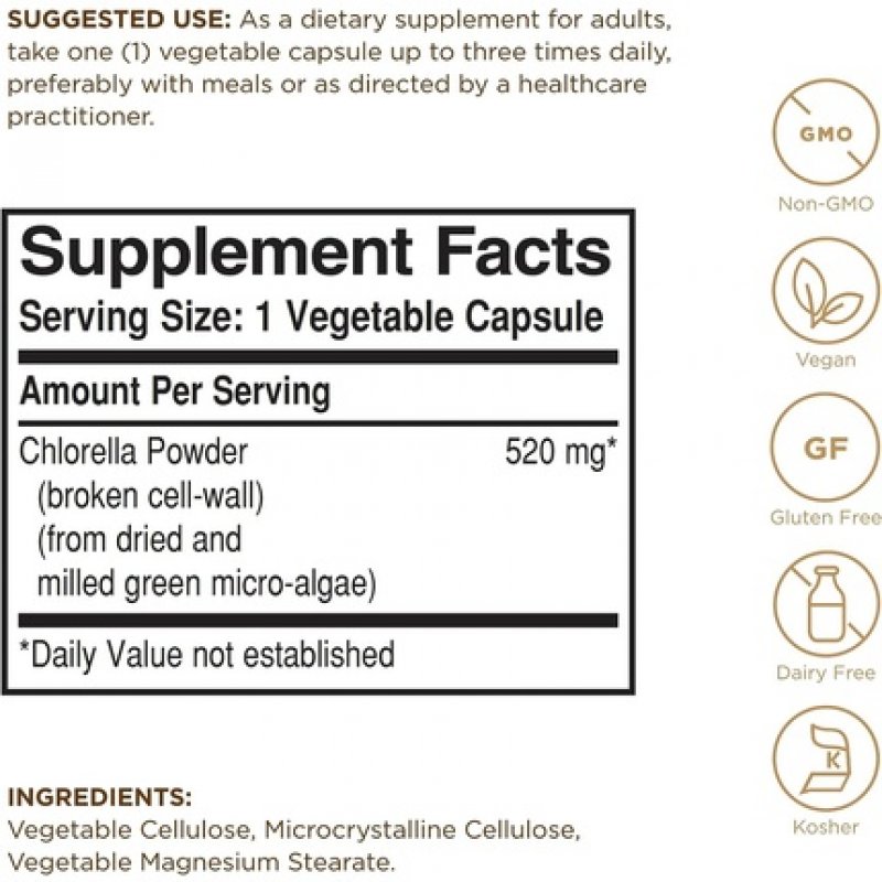 Solgar Chlorella Maximum Absorption 100 Vegetable Capsules