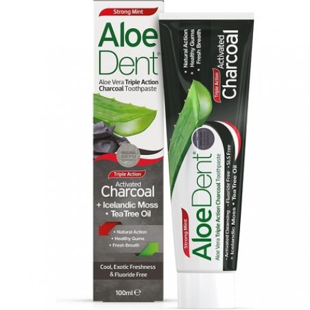 Aloe Dent Charcoal Toothpaste Fluoride Free Natural Action Vegan Cruelty Free SLS Free Whitening Healthy Gums 100ml