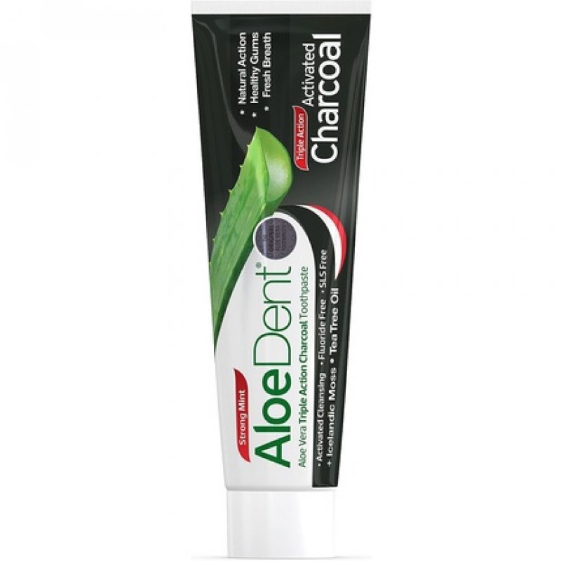 Aloe Dent Charcoal Toothpaste Fluoride Free Natural Action Vegan Cruelty Free SLS Free Whitening Healthy Gums 100ml