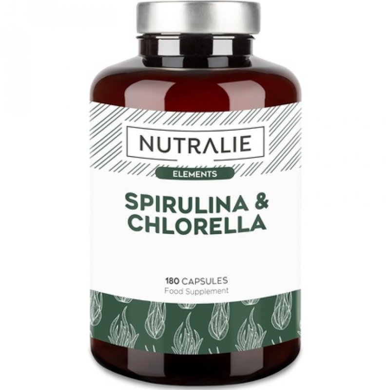 Spirulina & Chlorella 1800mg Detox Energy Strength Satiating Effect Superaliment Rich in Protein & Vitamins 180