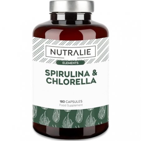 Spirulina & Chlorella 1800mg Detox Energy Strength Satiating Effect Superaliment Rich in Protein & Vitamins 180