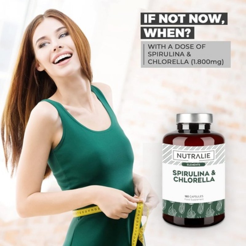 Spirulina & Chlorella 1800mg Detox Energy Strength Satiating Effect Superaliment Rich in Protein & Vitamins 180