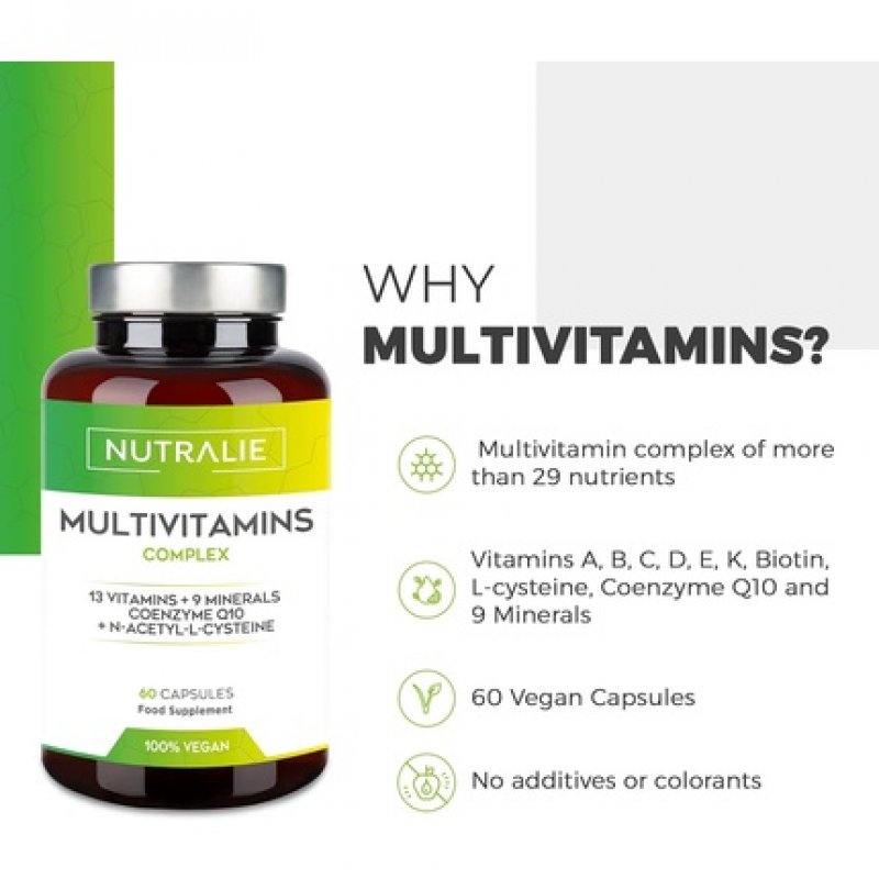 Multivitamins & Minerals Complex with Iron, Zinc, Selenium, Vitamins A, B, C, D, E, L-Cysteine, Biotin, Coenzyme Q10