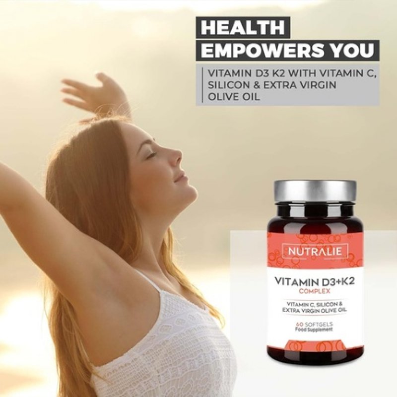 Vitamin D3 1000 IU per day K2 MK7 High Strength and Absorption 60 Softgel Nutralie