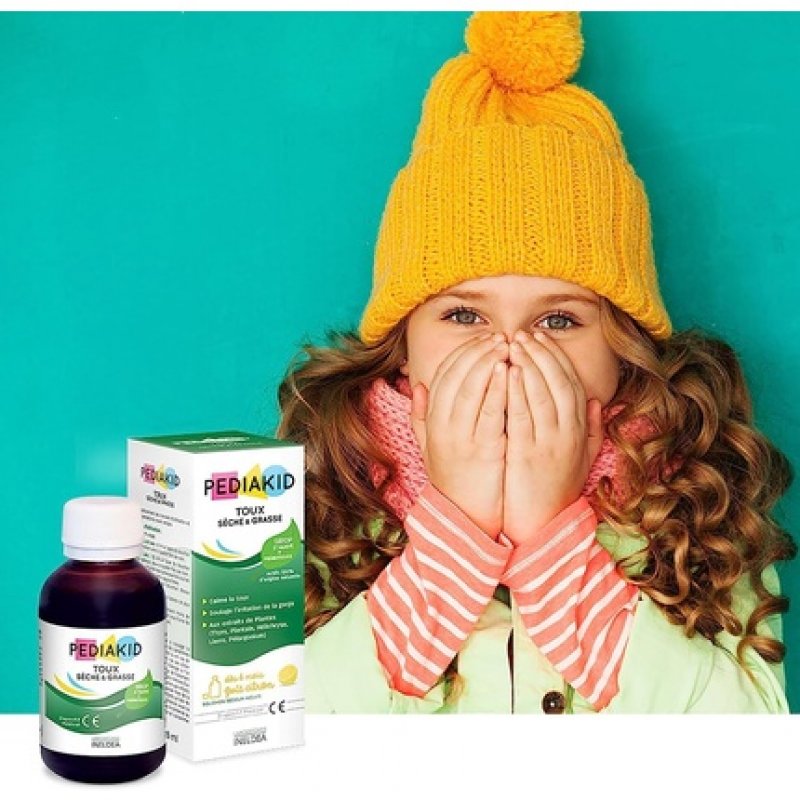PEDIAKID Dry & Cold Cough Exclusive Formula with Agave Syrup Soothes Cough Relieves Throat Irritation Natural Lemon