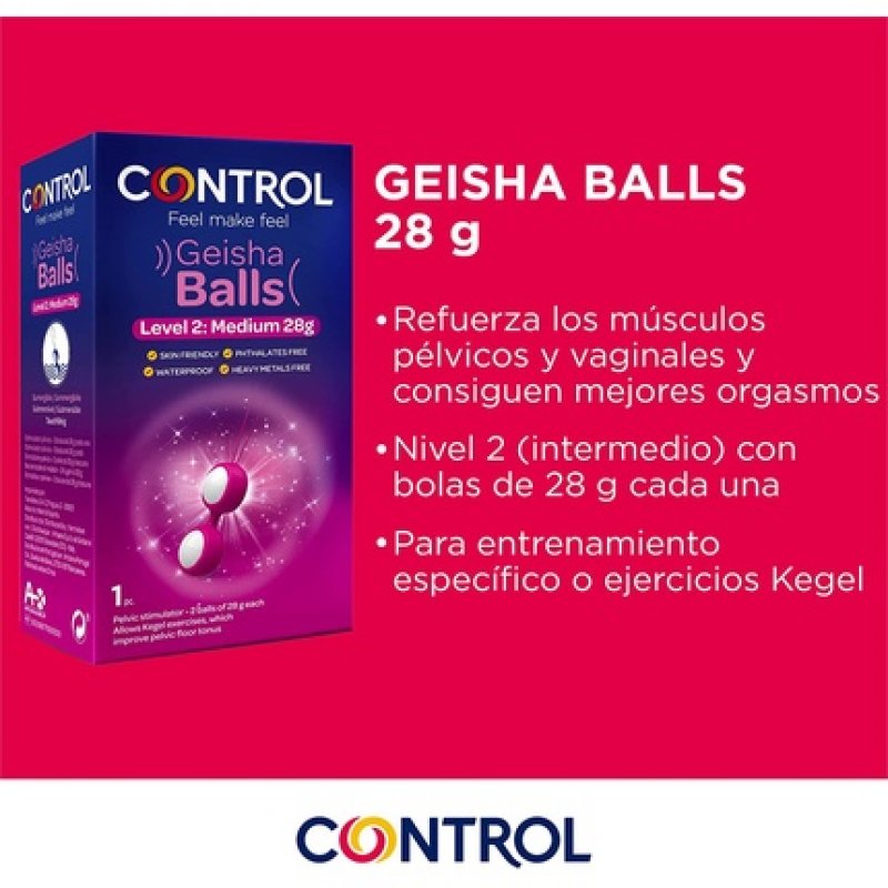 Control Geisha Balls Level II Chinese Balls for Revitalizing Floors with 2 Detachable Balls 28g - Training Device for