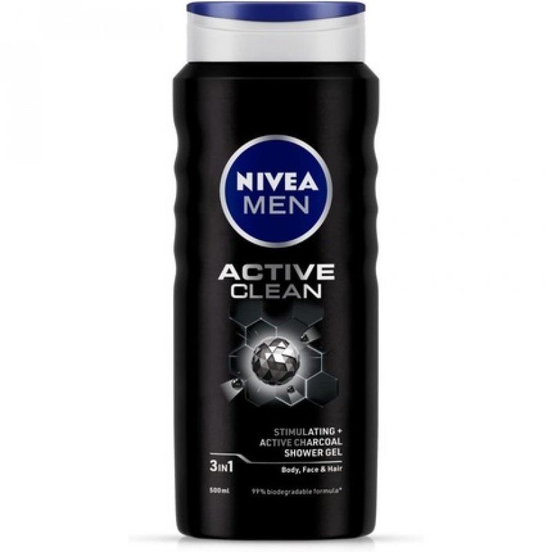 Nivea Men Active Clean Shower Gel for Body, Face and Hair 500ml