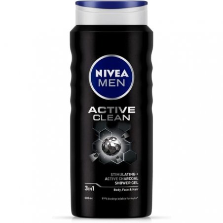 Nivea Men Active Clean Shower Gel for Body, Face and Hair 500ml
