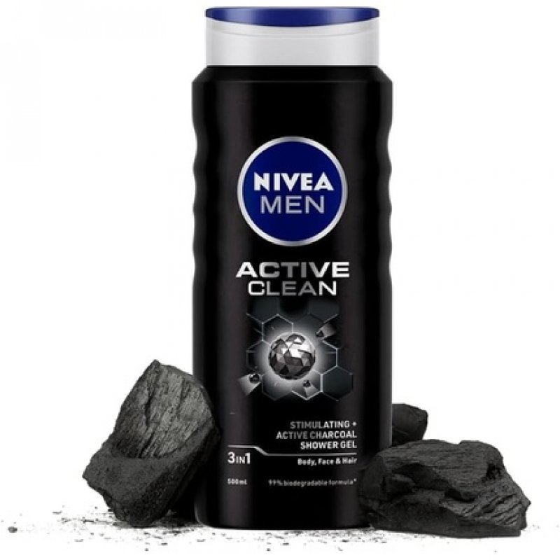 Nivea Men Active Clean Shower Gel for Body, Face and Hair 500ml