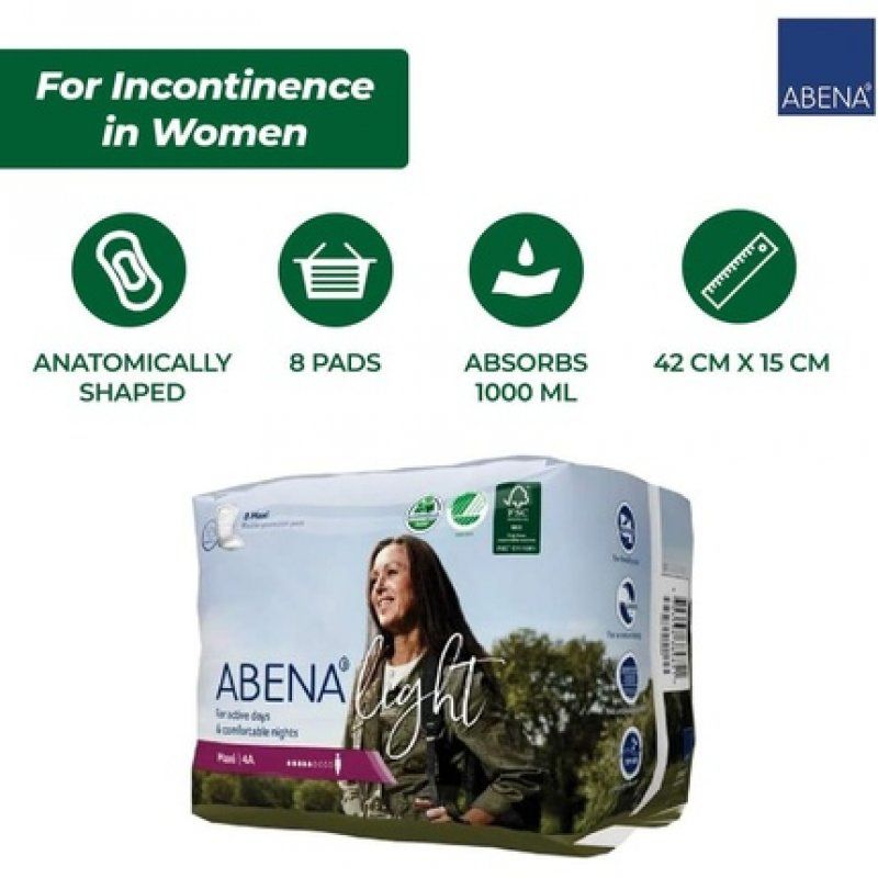 Abena Light Incontinence Pads Eco-Friendly Women's Incontinence Pads Breathable Comfortable Fast Absorption Protection