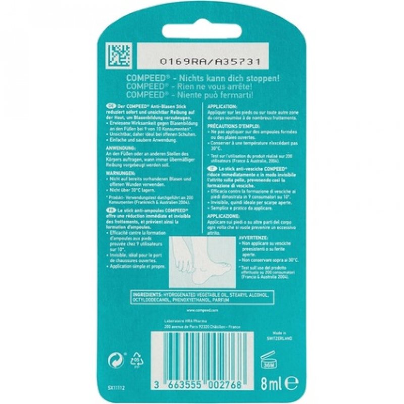 Compeed Anti-Blister Stick Protects Against Blister Formation and Chafing 8ml