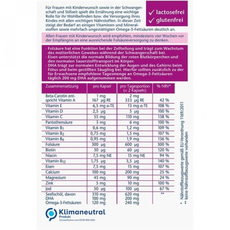 Doppelherz Mama Plus with DHA and Folic Acid - Important Nutrients for Women Trying to Conceive, During Pregnancy, and
