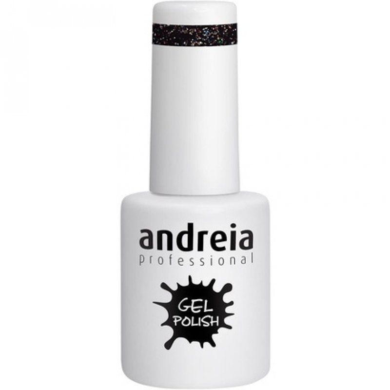 Andreia Semi-Permanent Nail Gel Polish Colour 244 Black Glitter 10ml