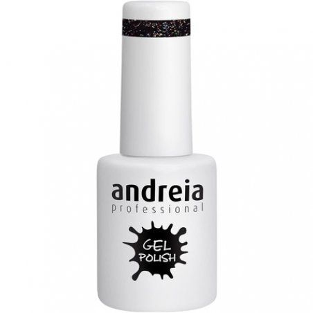 Andreia Semi-Permanent Nail Gel Polish Colour 244 Black Glitter 10ml