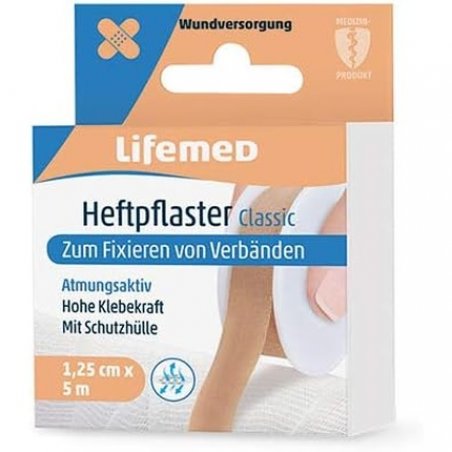 Lifemed Adhesive Tape 5m x 1.25cm Skin Color Classic - Easy Fixation of Bandages