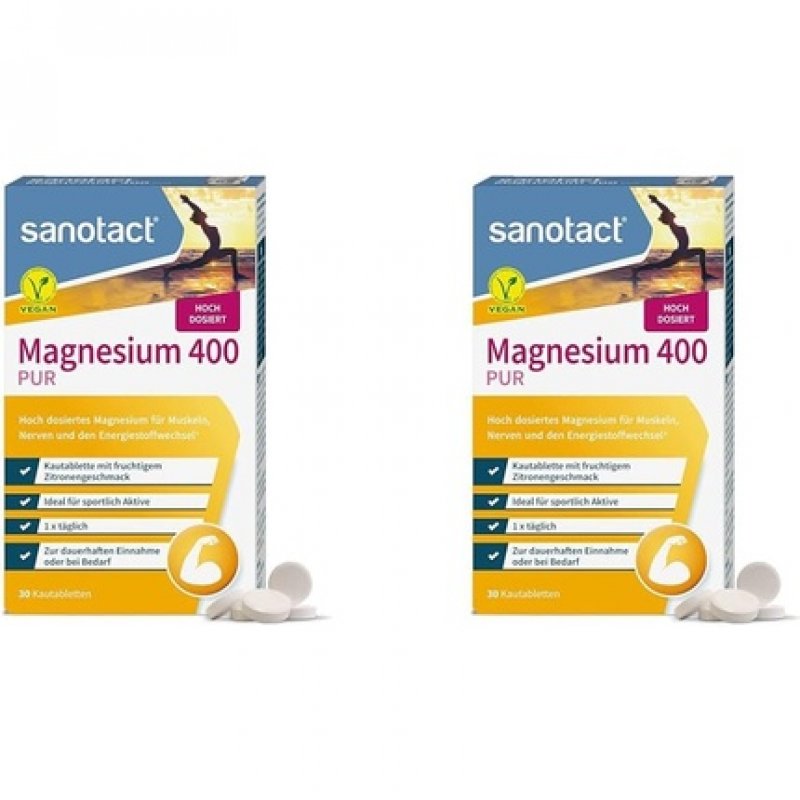Sanotact Magnesium 400mg PUR Vegan 30 Chewable Tablets