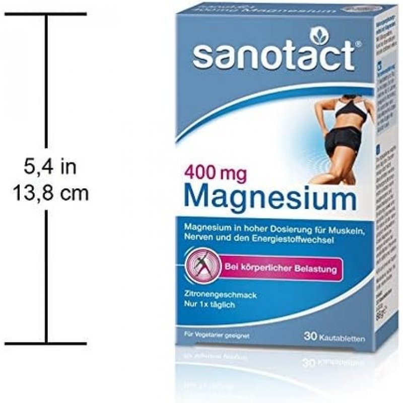 Sanotact Magnesium 400mg PUR Vegan 30 Chewable Tablets