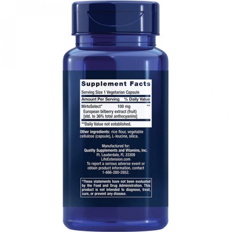 Life Extension European Standardized Bilberry Extract 100mg - 90 vCapsules