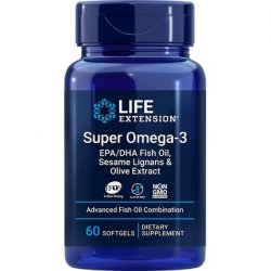 Life Extension Super Omega-3 EPA/DHA with Sesame Lignans & Olive Extract 60 Softgels