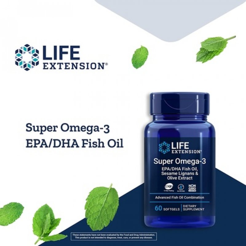 Life Extension Super Omega-3 EPA/DHA with Sesame Lignans & Olive Extract 60 Softgels