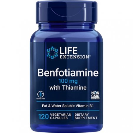 Life Extension Benfotiamine with Thiamine 100mg Water & Fat Soluble Vitamin B1 Supplement 120 Capsules