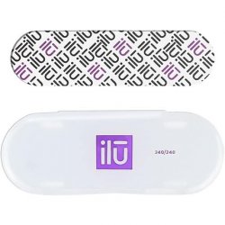 T4B ILU Professional Mini Nail File Straight 240/240 for Natural Acrylic Gel Nails with Case