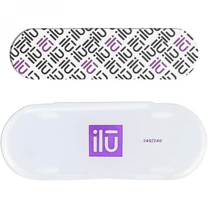 T4B ILU Professional Mini Nail File Straight 240/240 for Natural Acrylic Gel Nails with Case