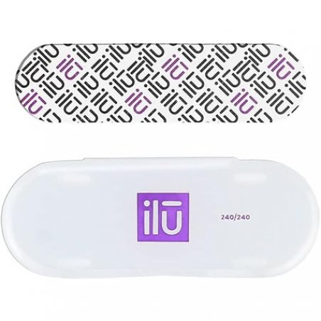 T4B ILU Professional Mini Nail File Straight 240/240 for Natural Acrylic Gel Nails with Case