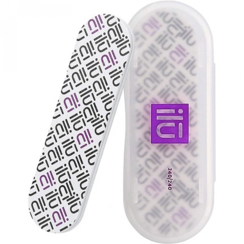 T4B ILU Professional Mini Nail File Straight 240/240 for Natural Acrylic Gel Nails with Case