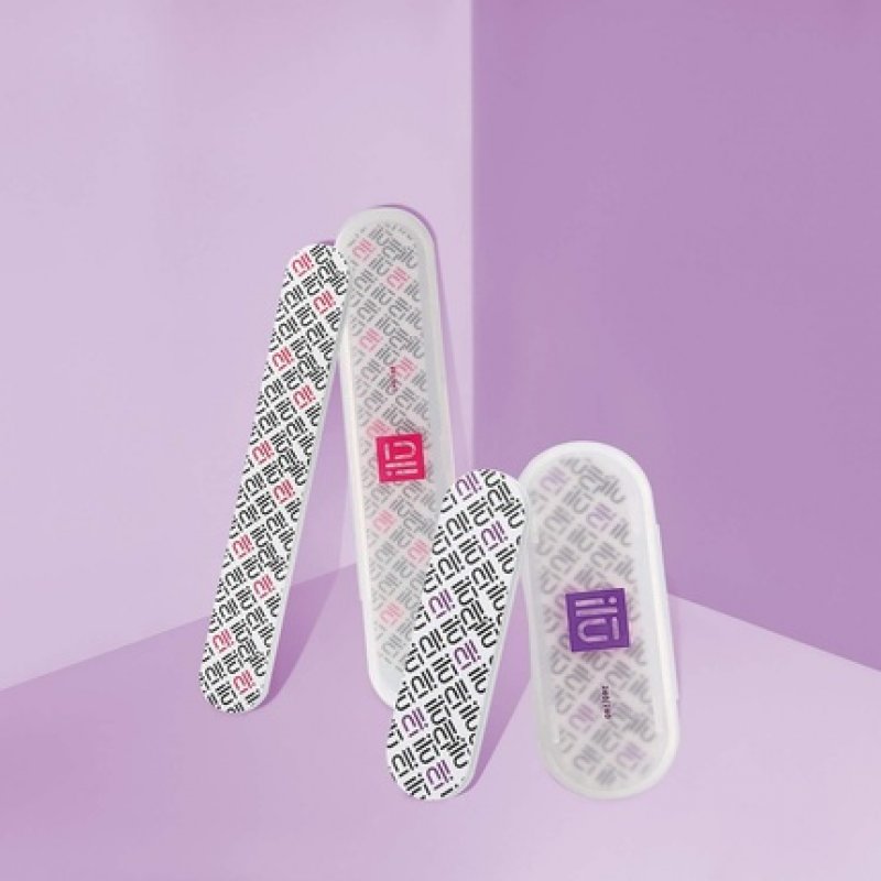 T4B ILU Professional Mini Nail File Straight 240/240 for Natural Acrylic Gel Nails with Case