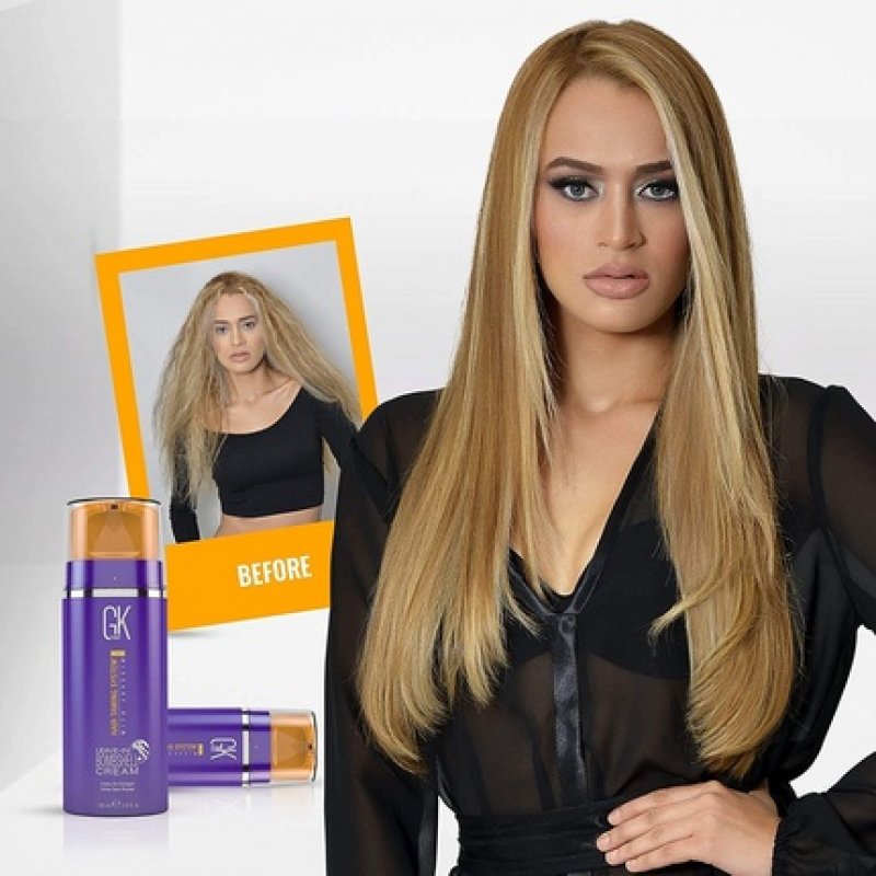 GK HAIR Global Keratin Bombshell Purple Cream Leave In Conditioner 100ml/3.4 Fl Oz - Frizz Control for Blonde Damaged