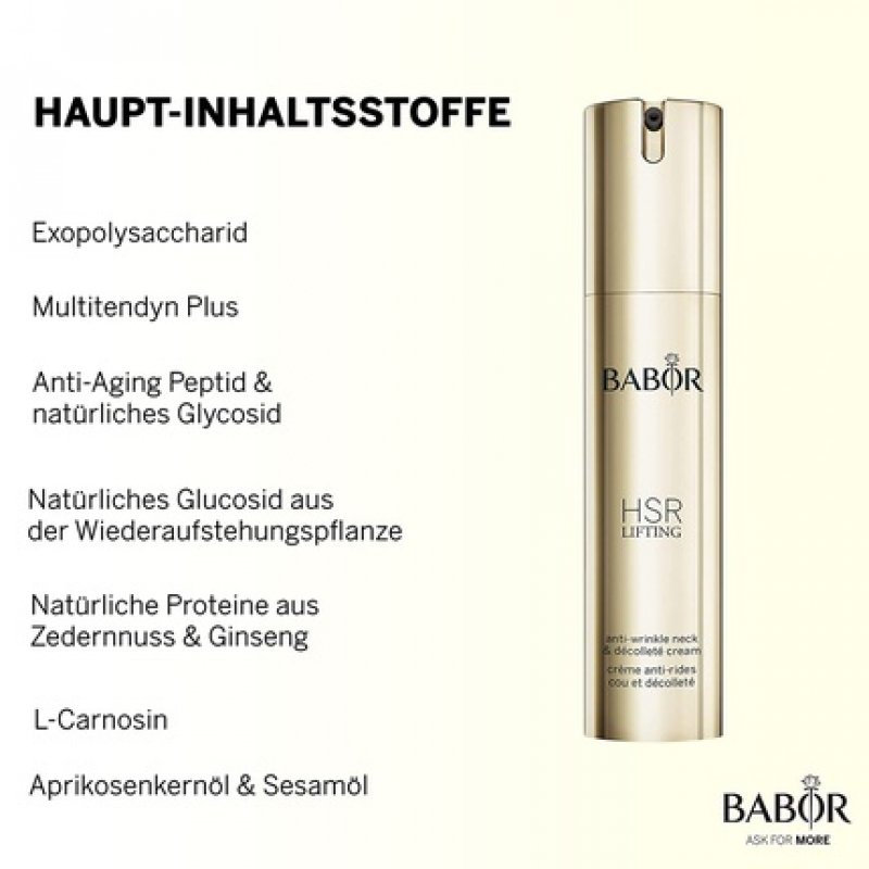 BABOR HSR LIFTING Neck & Décolleté Cream Anti-Aging Cream with Shea Butter and Panthenol 50ml