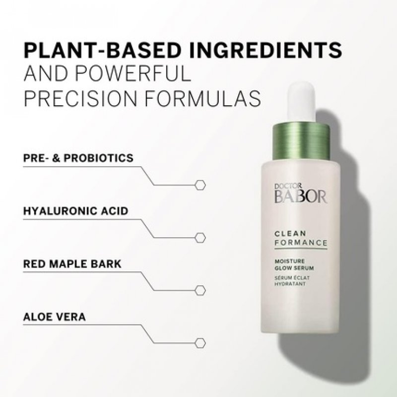 DOCTOR BABOR CLEANFORMANCE Moisture Glow Serum Hyaluron Serum with Pre/Probiotics for Facial Moisturization Vegan