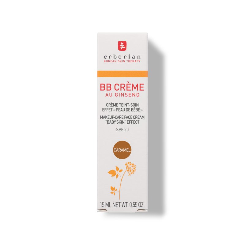 Erborian BB Cream with Ginseng Tinted Cream Baby Skin Effect 5-in-1 Korean Face Care with SPF 20 Caramel 15ml