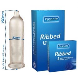 Pasante Passion Ribbed Condoms for Increased Stimulation 3 Pack