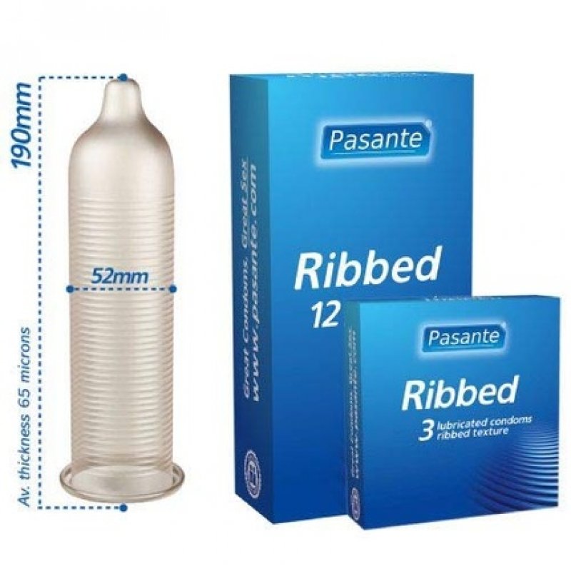 Pasante Passion Ribbed Condoms for Increased Stimulation 3 Pack