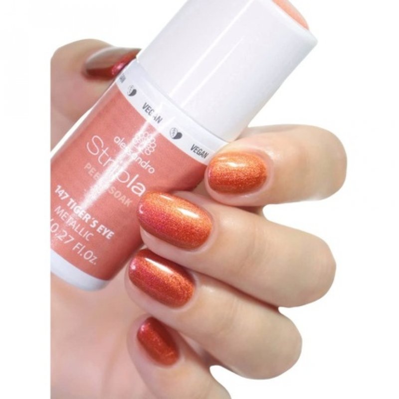 alessandro Striplac Peel or Soak Vegan Tiger's Eye LED Nail Polish in Apricot 8ml