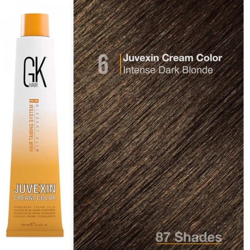 GK HAIR Global Keratin Professional Hair Color Cream Tube 3.4 Fl Oz/100ml - 6 Intense Dark Blonde