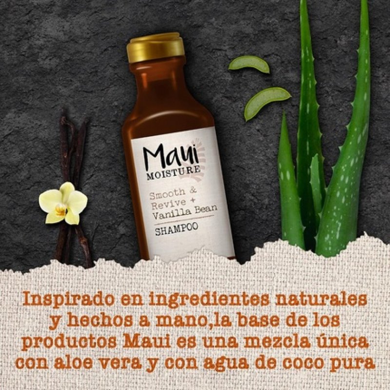 Maui Moisture Smoothing Vanilla Bean Shampoo 385ml Moisturizing Hair Care with Vanilla Bean, Cocoa Butter, and Kukui