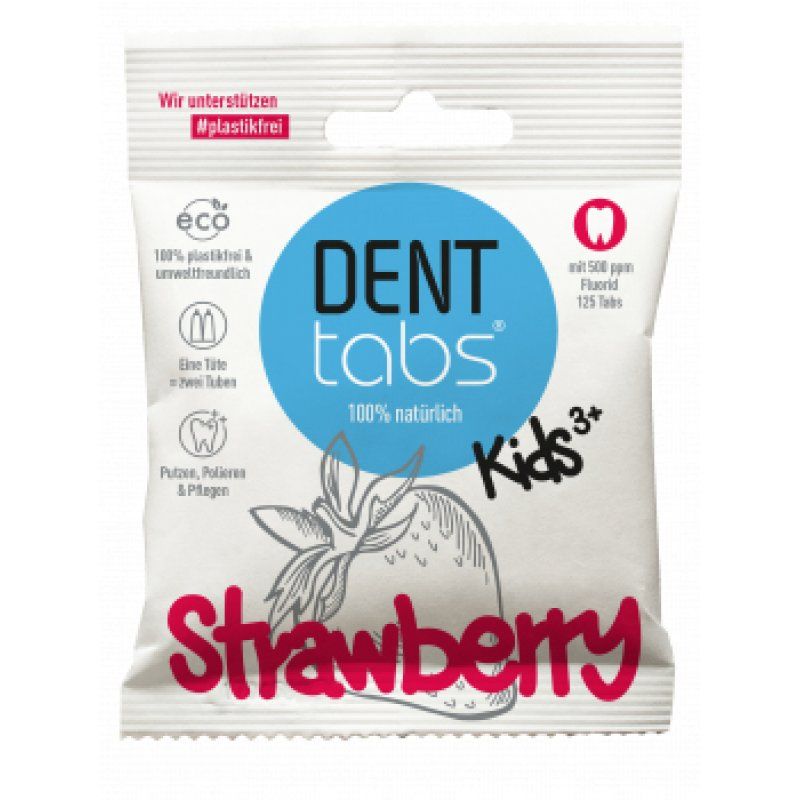 Denttabs Kids Strawberry Toothbrush Tablets 125 Tablets