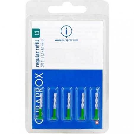 Curaprox Interdental Brushes CPS 11 Regular Refill Pack 5 Pieces Green 1.1mm Diameter 2.5mm Effectiveness
