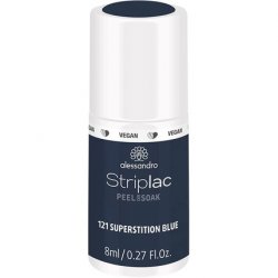 alessandro Striplac Peel or Soak Vegan Superstition Blue LED Nail Polish 8ml Dark Blue