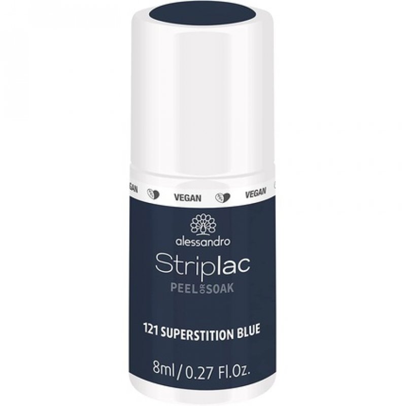 alessandro Striplac Peel or Soak Vegan Superstition Blue LED Nail Polish 8ml Dark Blue
