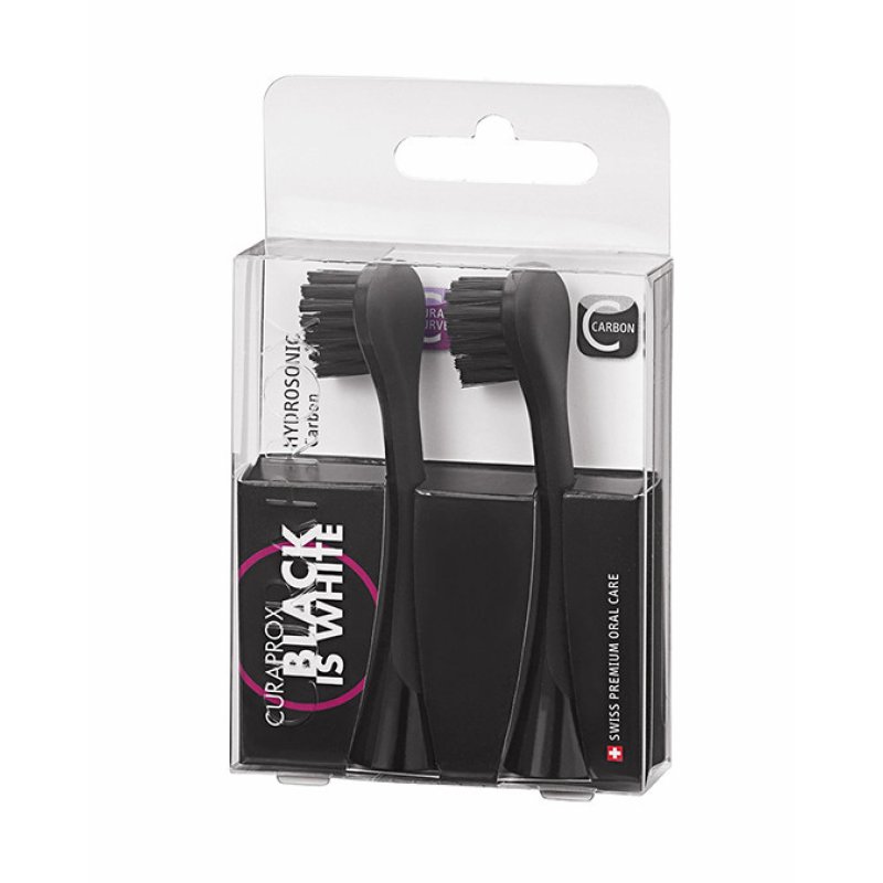 Curaprox Hydrosonic Black is White Carbon Whitening Brush Heads 2 Pieces